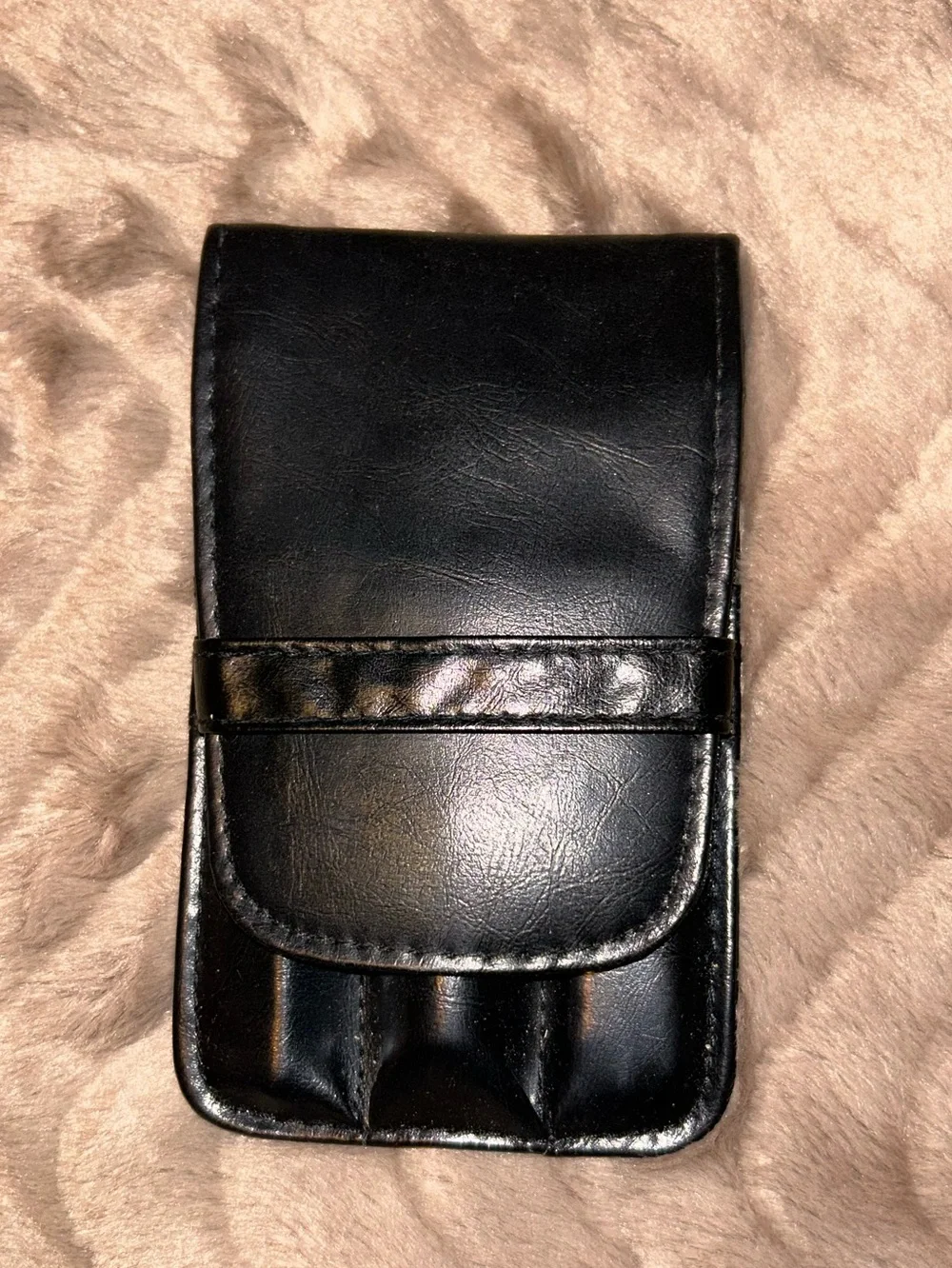 Black Travel Makeup Brush Set- Leather Case included